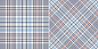 Tartan check plaid pattern glen in navy blue, blue, orange, white. Seamless textured large tweed vector set for scarf, blanket, duvet cover, other modern spring autumn winter fashion fabric design.