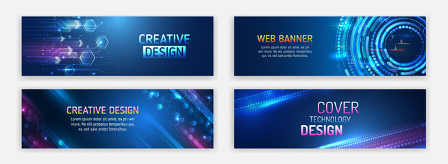 set banner templates for websites. abstract social media cover design. horizontal header web backgro