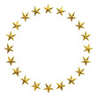 circle of gold stars on a white background.