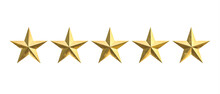 Five Gold Stars On A White Background.