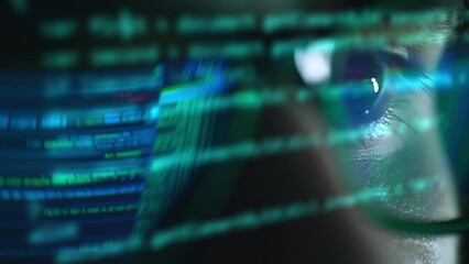 Wall Mural - monitor screen with developing programming and coding technologies. programmer or hacker is typing c