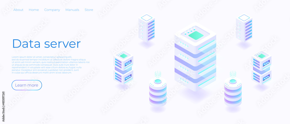 Data server isometric vector illustration. 3d datacenter or data center ...