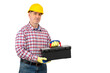 © POL Nefer - Builder man with toolbox. Construction Worker Handyman