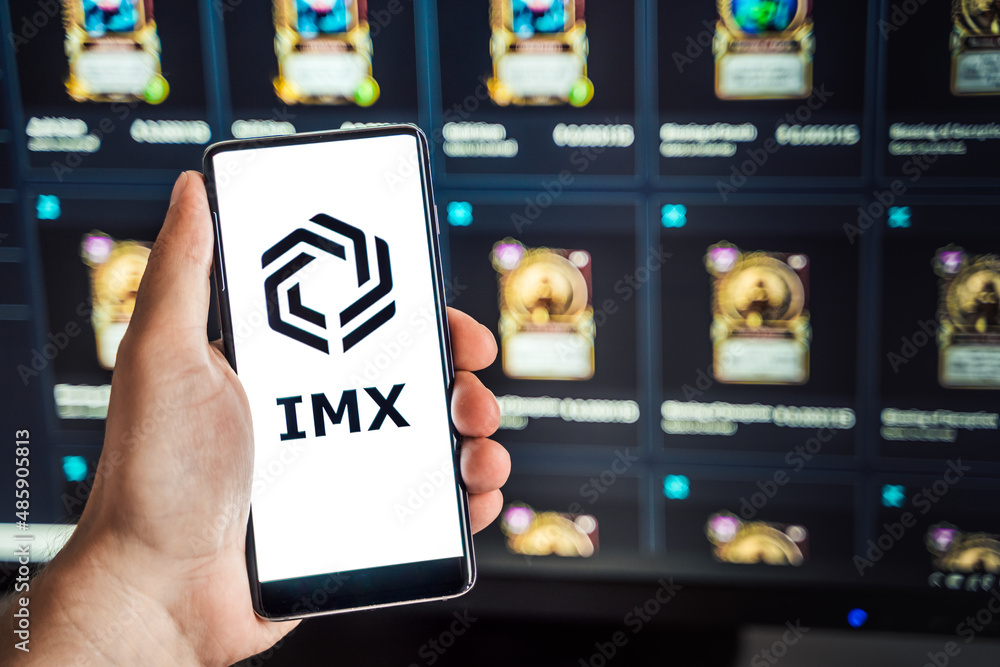 Russia Moscow 04.09.2021.Logo,screenshot of Immutable X, IMX token ...