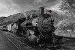 Old steam engine with selective color on headlight