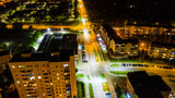 Fototapeta Miasto - Nocny widok z lotu ptaka na ul Szarych Szeregów, osiedle Manhattan, Gorzów Wielkopolski	
