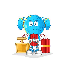 Canvas Print - candy head cartoon holding dynamite character. cartoon vector