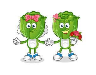 Wall Mural - cabbage head cartoon wedding. cartoon mascot vector