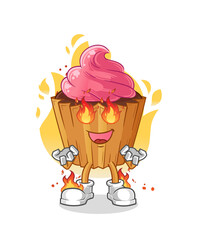 Canvas Print - cupcake on fire mascot. cartoon vector