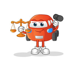 Sticker - car lawyer cartoon. cartoon mascot vector