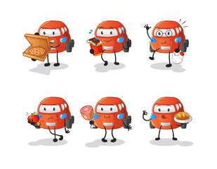 Canvas Print - car food set character. cartoon mascot vector