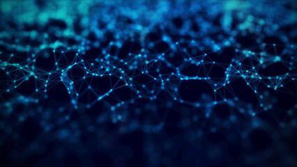 Fototapete - Abstract background with connecting dots and lines. 3d rendering.Connection structure. Science polygonal background.