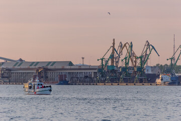 Canvas Print - The Aquatory of the port of Klaipeda, Lithuania during vessels, yachts and boats parade