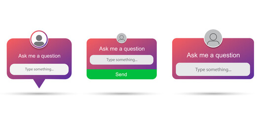 Ask me a question vector banner. Template collection. User interface window