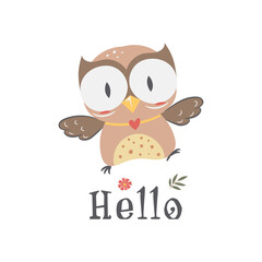 Sticker - Cute Owl Illustration clipart in cartoon style