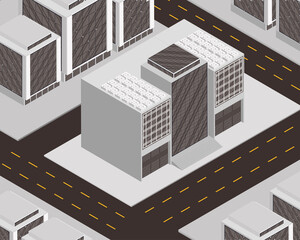 Wall Mural - isometric buildings and roads