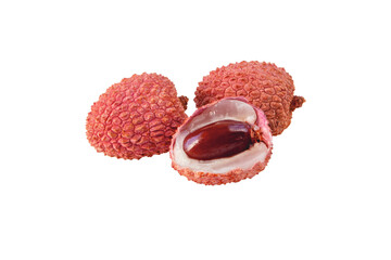 Wall Mural - Lychee fruits group isolated on white