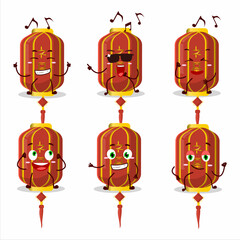 Sticker - An image of red chinese long lamp dancer cartoon character enjoying the music