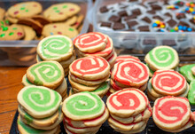 Varieties Of Candy And Cookies For Christmas, Including And Fudge And Pinwheel Cookies