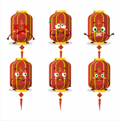 Sticker - Red chinese long lamp cartoon character with nope expression