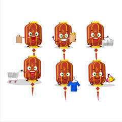 Sticker - A Rich red chinese long lamp mascot design style going shopping