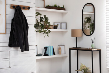 Canvas Print - Hallway interior with console table and stylish decor