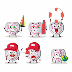 Poster - Happy Face white love candy cartoon character playing on a beach