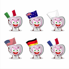 Canvas Print - White love candy cartoon character bring the flags of various countries