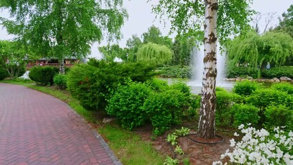 Canvas Print - The alley along the Big Lake, Mezhyhirya Residence, Ukraine