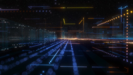 Futuristic Smart Digital City. Smart City And Technology Business Concept