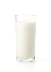 Wall Mural - A tall glass of fresh milk isolated on background. Clipping path.