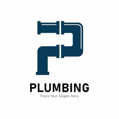 letter p plumbing logo vector design. suitable for pipe service, drainage, sanitation home, and serv