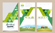 A set of agricultural leaflets, flyers, brochures with a tractor in the field, a farm. Template of flyers for the agricultural industry