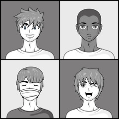 Sticker - set manga boys