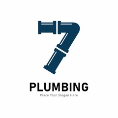  number  7 plumbing logo vector design Suitable for pipe service, drainage, sanitation home, or service company   