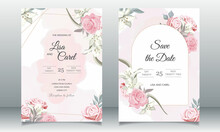 Beautiful Wedding Card With Pink Floral Template