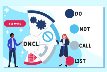 DNCL - Do Not Call List acronym. business concept background. vector illustration concept with keywords and icons. lettering illustration with icons for web banner, flyer, landing pag