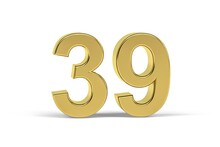 Golden 3d Number 39 Isolated On White Background - 3d Render