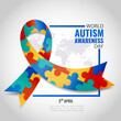 Vector Illustration of World autism awareness day. Ribbon.
