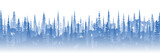 Mixed forest in the morning haze, vector banner