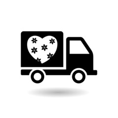 Wall Mural - Delivery truck with heart icon with shadow