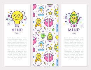 Wall Mural - Brain and Creative Mind Design with Line Icon Vector Template