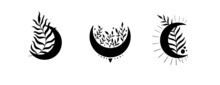 Moon And Evil Eye Authentic Sign.Astrology Boho Witch Symbol Amulet.Sacred Mystic Decoration Trendy Style.