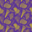 Seamless vector pattern. Abstract chaotic background of chaotic yellow lines, in the form of shapeless shapes on a purple background. For packaging, fabric, wallpaper and other things.