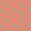 Seamless vector pattern. Abstract chaotic background of chaotic light green lines in the form of shapeless figures on a pink background. For packaging, fabric, wallpaper and more.
