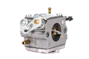 Wall Mural - close-up carburetor for a chainsaw on a white isolated background