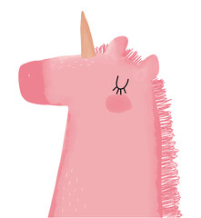 Wall Mural - lovely magic party vector illustration with cute hand drawn unicorn. lovely nursery art with funny p