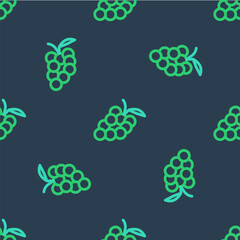 Sticker - Line Grape fruit icon isolated seamless pattern on blue background. Vector