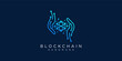 Hand Technology Digital Blockchain Hexagon Connect Crypto Currency Connection Vector Logo Design
