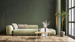 © Roman King - Modern beautiful interior with columns, colored wall and stylish furniture. Bright loft design. 3D rendering